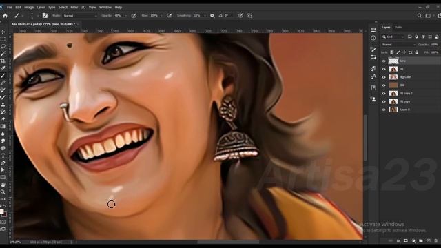 Alia Bhatt Digital Painting Tutorial Photoshop | Artisa 23 смотреть онлайн