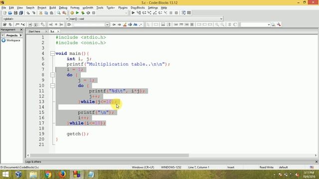 C Programming - Multiplication table using nested do while loop смотреть онлайн