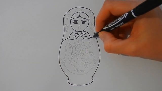 Как нарисовать РУССКУЮ МАТРЕШКУ, Рисуем Просто/728/How to draw A Russian MATRYOSHKA смотреть онлайн