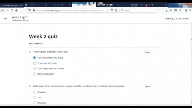 COURSERA QUIZ ANSWER week 2 AutodeskCertified Professional:AutoCAD for Design and Drafting Exam Pre смотреть онлайн