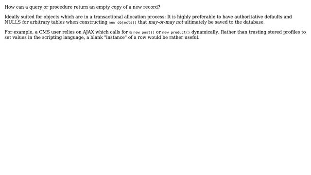 How can MySQL return an empty row matching a given table's schema, given the table name as an... смотреть онлайн