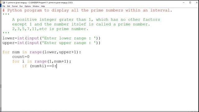 Python program to print all prime numbers between two numbers смотреть онлайн
