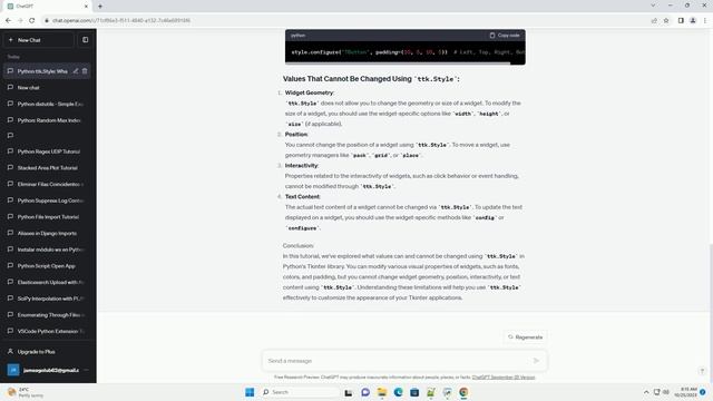 Python Finding out what values can can t be changed using ttk Style смотреть онлайн