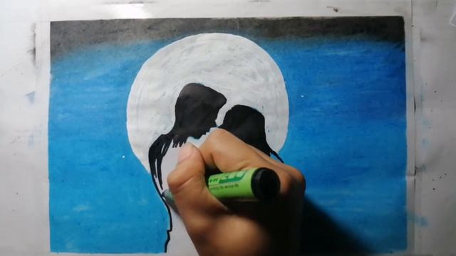 Lovers under the moonlight / Oil Pastel Drawing / Step by Step смотреть онлайн