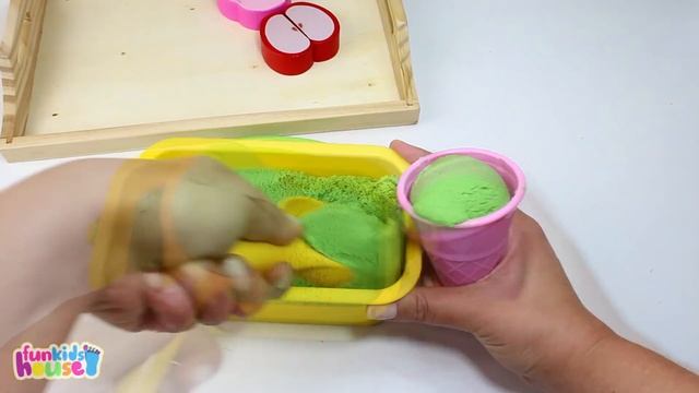 Kinetic Sand Ice Cream Learn Fruit Names with Wooden Toys Learn Colors for Kids Fun Creative Play смотреть онлайн