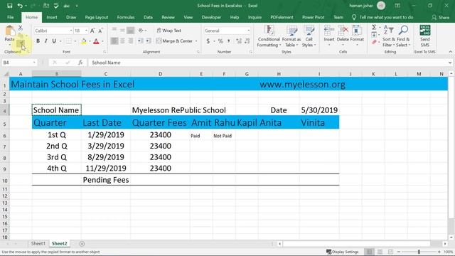 Maintain School Fees in Excel | एक्सेल में स्कूल फीस मेन्टेन करें смотреть онлайн