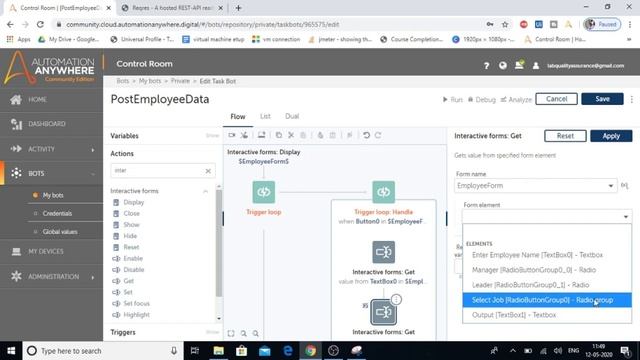 Forms and Interactive Forms |Trigger Loop |Attended Automation Example |Automation Anywhere A2019#1 смотреть онлайн