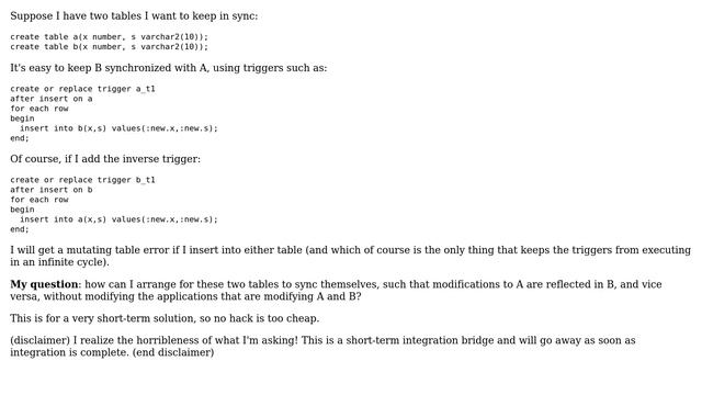 Databases: Oracle: Mutually modifying two tables? смотреть онлайн