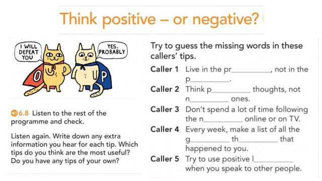ENGLISH FILE pre-intermediate. 6A. Think positive - or negative? L.6.8 смотреть онлайн