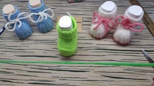 Как красиво сшить пинетки,шнурок крючком.