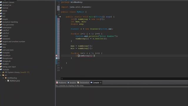 Java program to take 5 numbers as user input and find the largest, smallest & the average of number смотреть онлайн