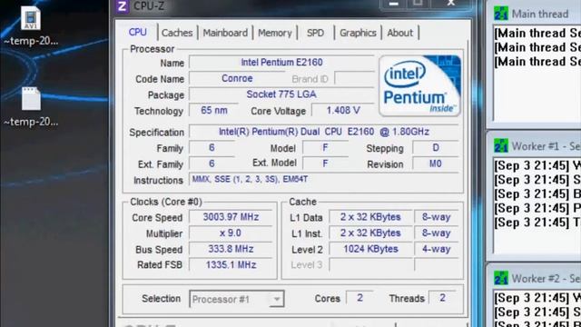 Overclocked Intel E2160 @ 3.00Ghz смотреть онлайн