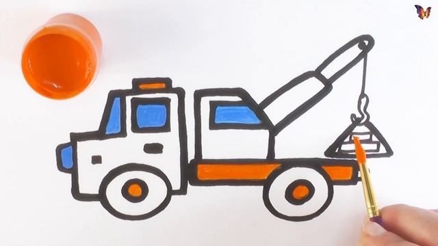 Как нарисовать ГРУЗОВИК / мультик раскраска ГРУЗОВИК МАНИПУЛЯТОР для детей / Раскраски малышам смотреть онлайн