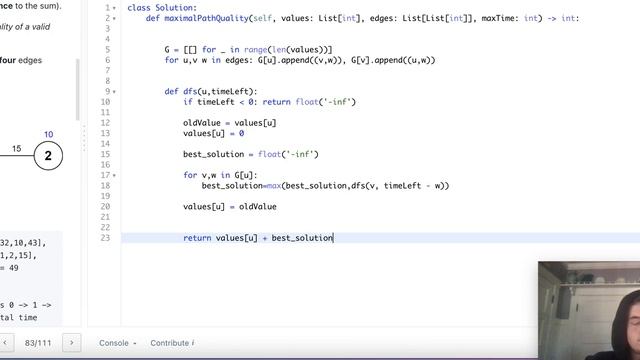 Leetcode 2065. Maximum Path Quality of a Graph [Solution] смотреть онлайн