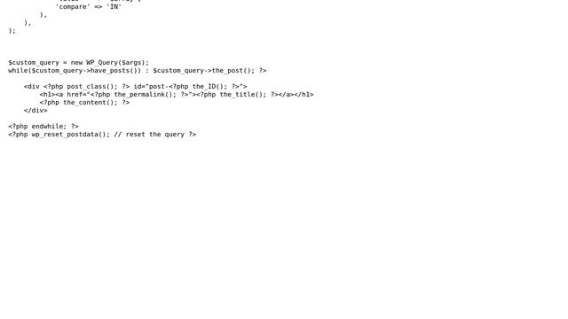 Wordpress: Query using string from custom field as array value смотреть онлайн