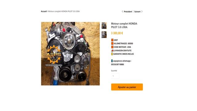 ACHAT AEPSPIECES.COM Moteur complet HONDA PILOT 3.0 J30A смотреть онлайн
