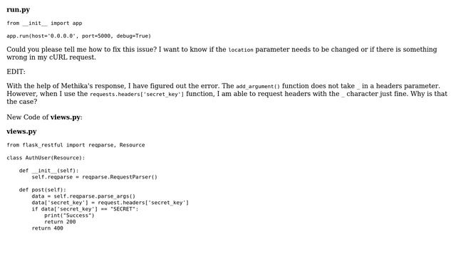 Why am I unable to send HTTP Headers to Flask-RESTful reqparse module using add_argument()? смотреть онлайн